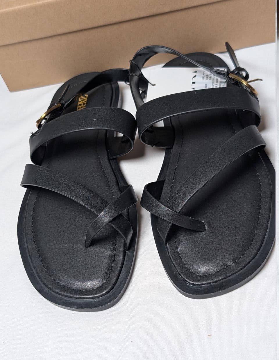 Black Zara Toe-Loop Sandals